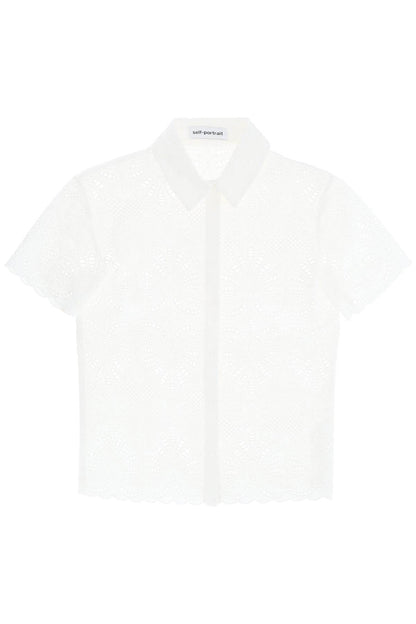 Self Portrait short-sleeved sangallo lace shirt