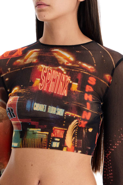 JEAN PAUL GAULTIER pigalle printed tulle crop top with