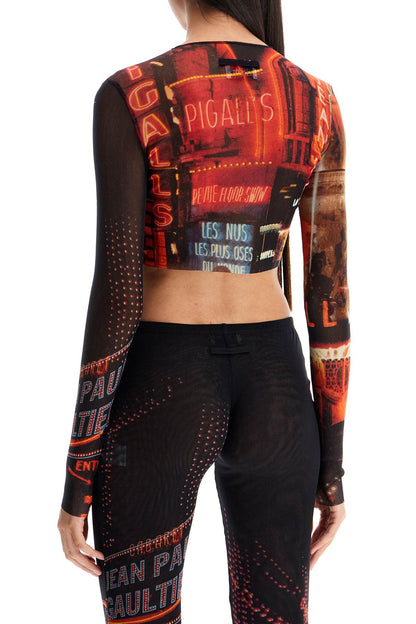 JEAN PAUL GAULTIER pigalle printed tulle crop top with