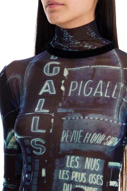 JEAN PAUL GAULTIER "pigalle print tulle top with