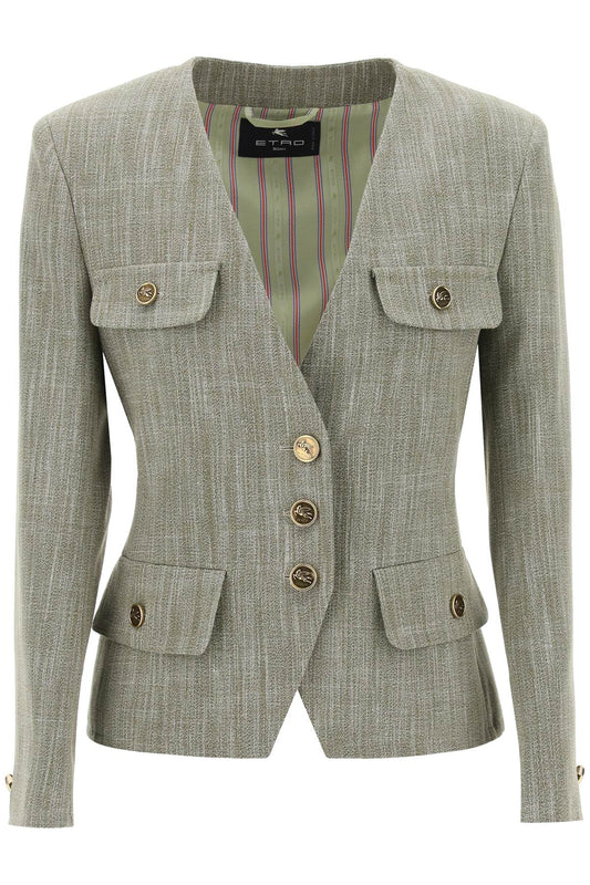 Etro fitted jacket with padded shoulders