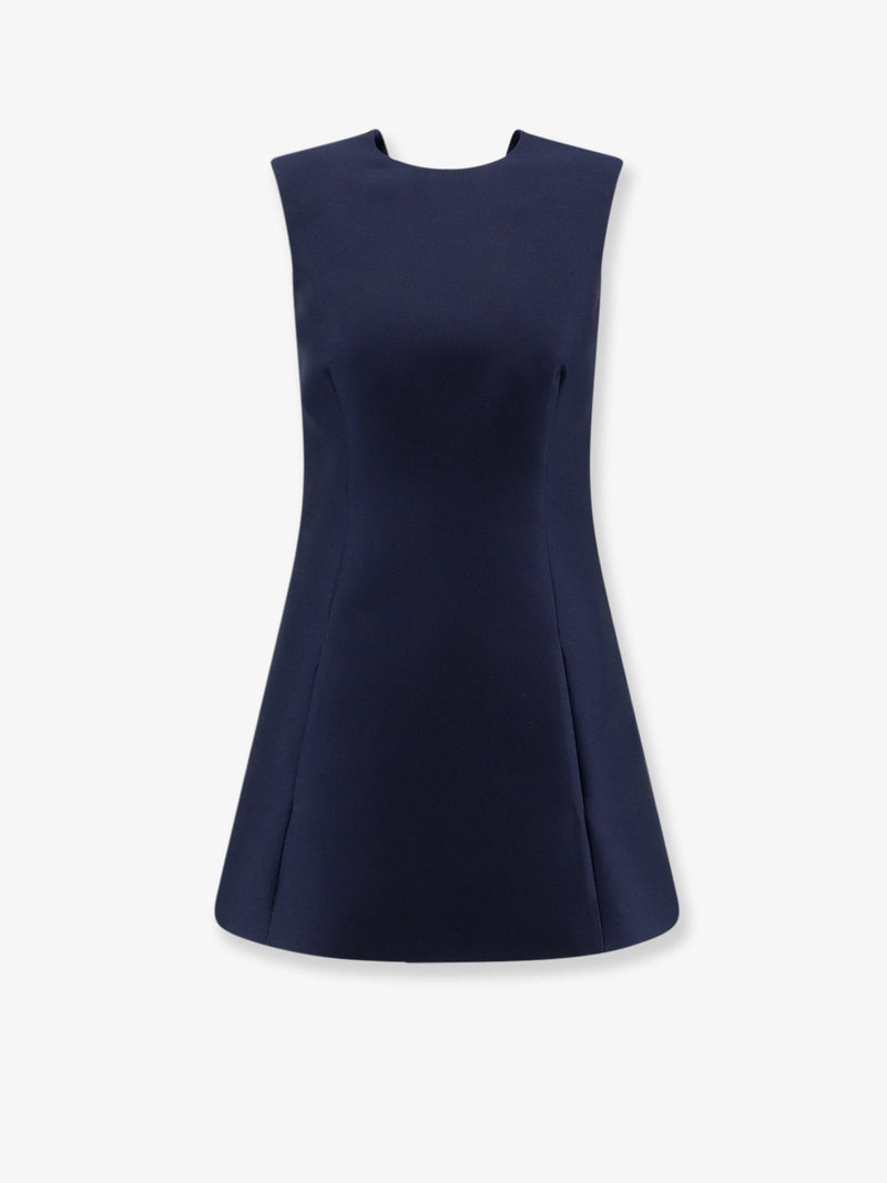 A-line merino wool and silk blend short dress