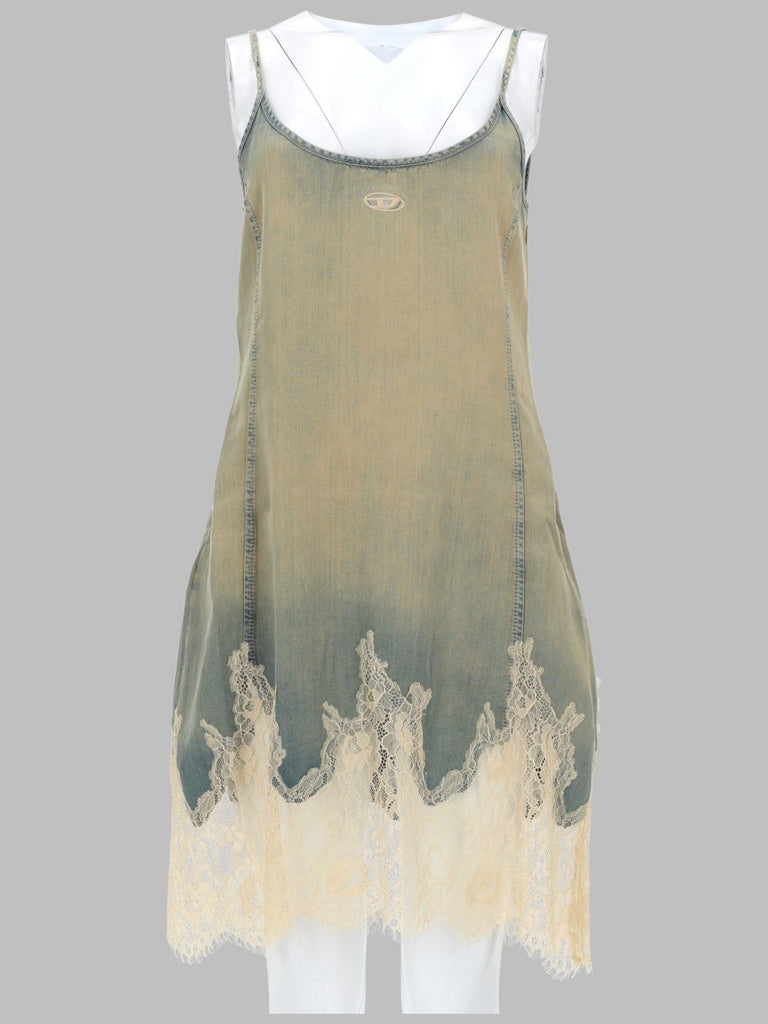 ABITO CORTO IN PIZZO E DENIM