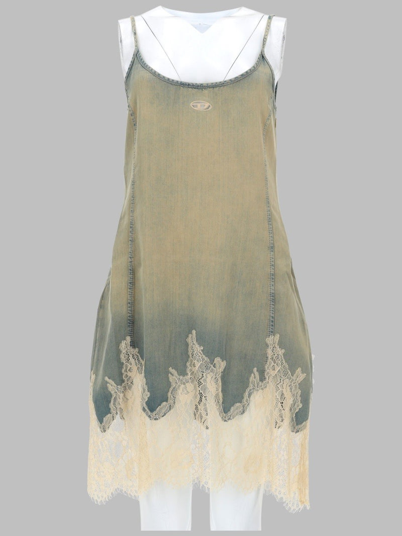 ABITO CORTO IN PIZZO E DENIM