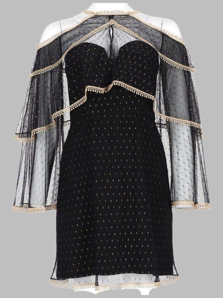 ABITO CON CAPPA IN TULLE PLUMETIS