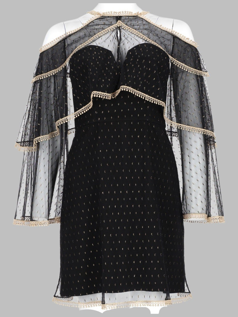 ABITO CON CAPPA IN TULLE PLUMETIS