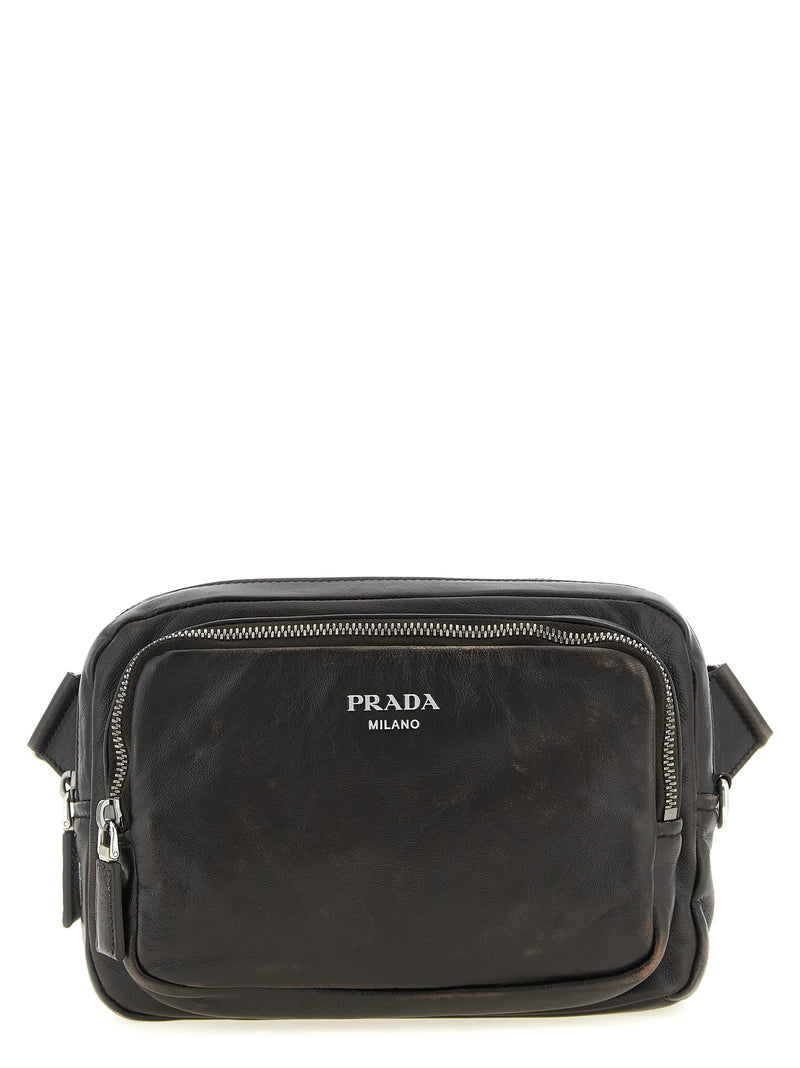 Aged nappa leather crossbody bag