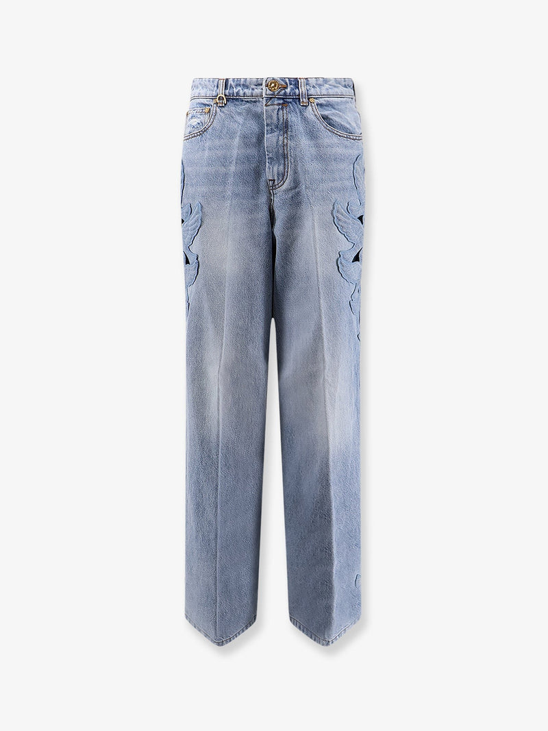 Alchemy Applique Relaxed Flare blue denim jeans