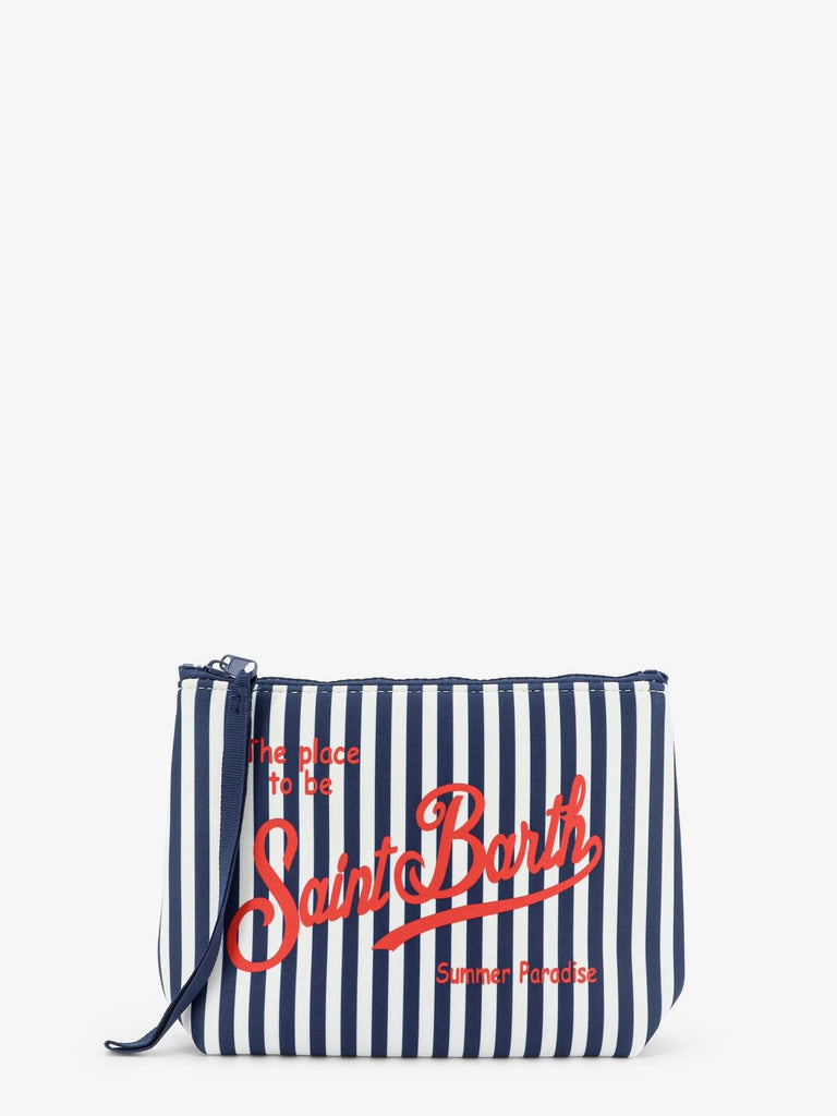 Aline scuba clutch with striped pattern