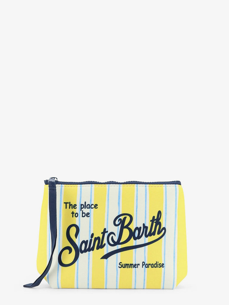 Aline scuba clutch with striped pattern