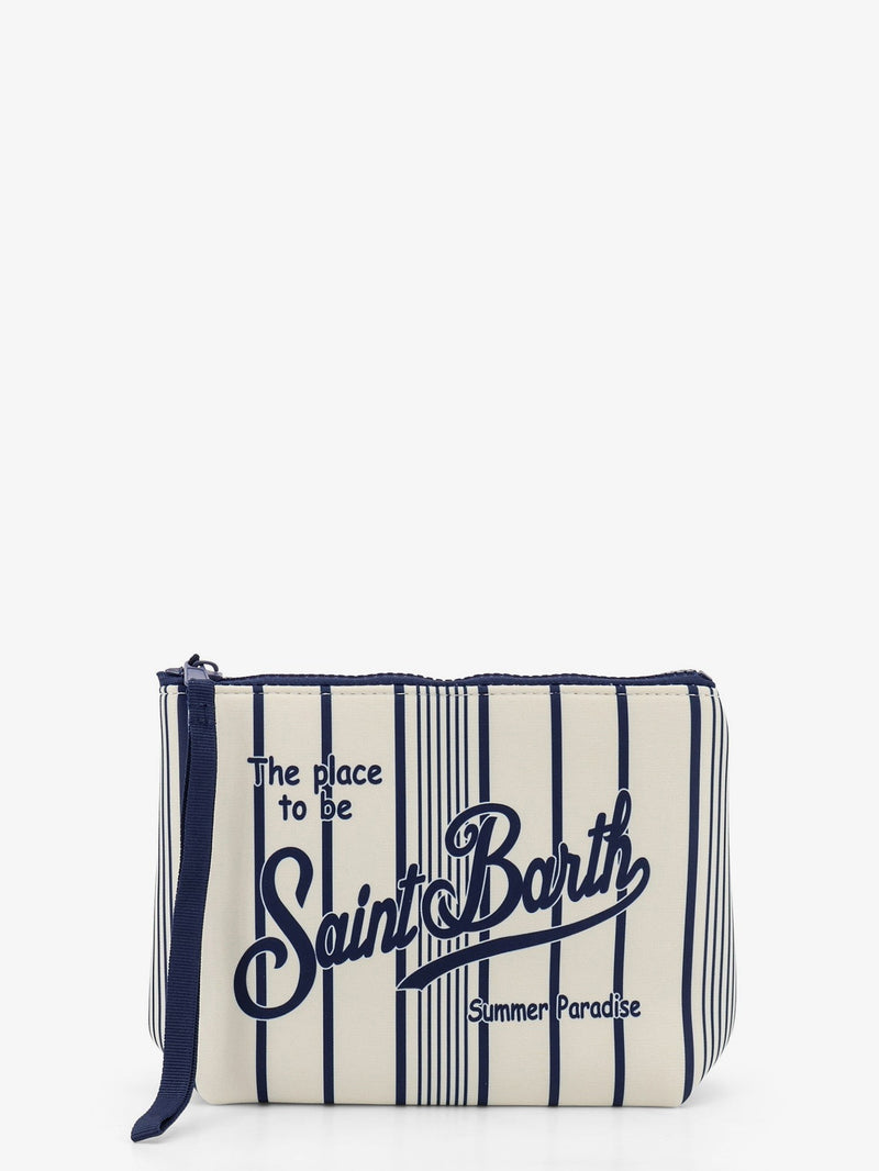 Aline scuba clutch with striped pattern