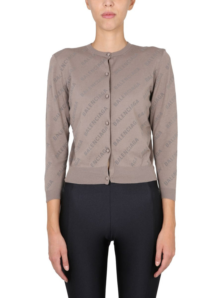 ALLOVER LOGO CROPPED CARDIGAN