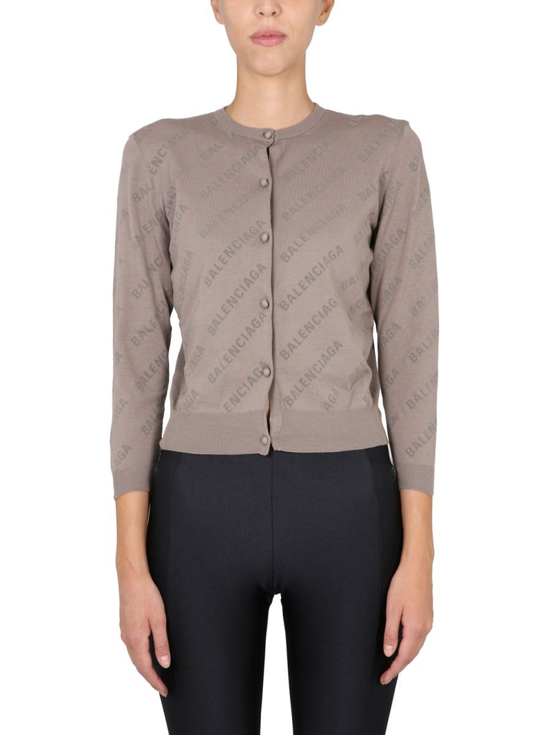 ALLOVER LOGO CROPPED CARDIGAN