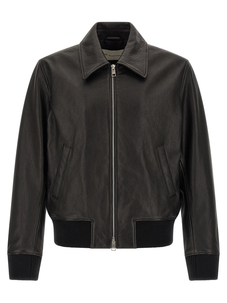 'Ami de Coeur' leather bomber jacket