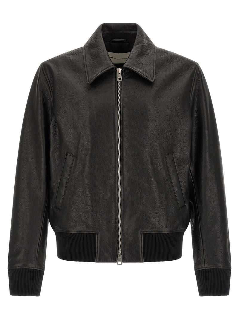 'Ami de Coeur' leather bomber jacket