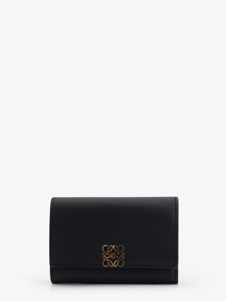 Anagram leather wallet with front logo