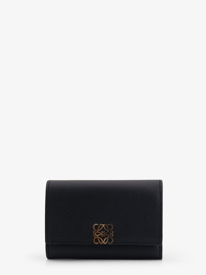 Anagram leather wallet with front logo