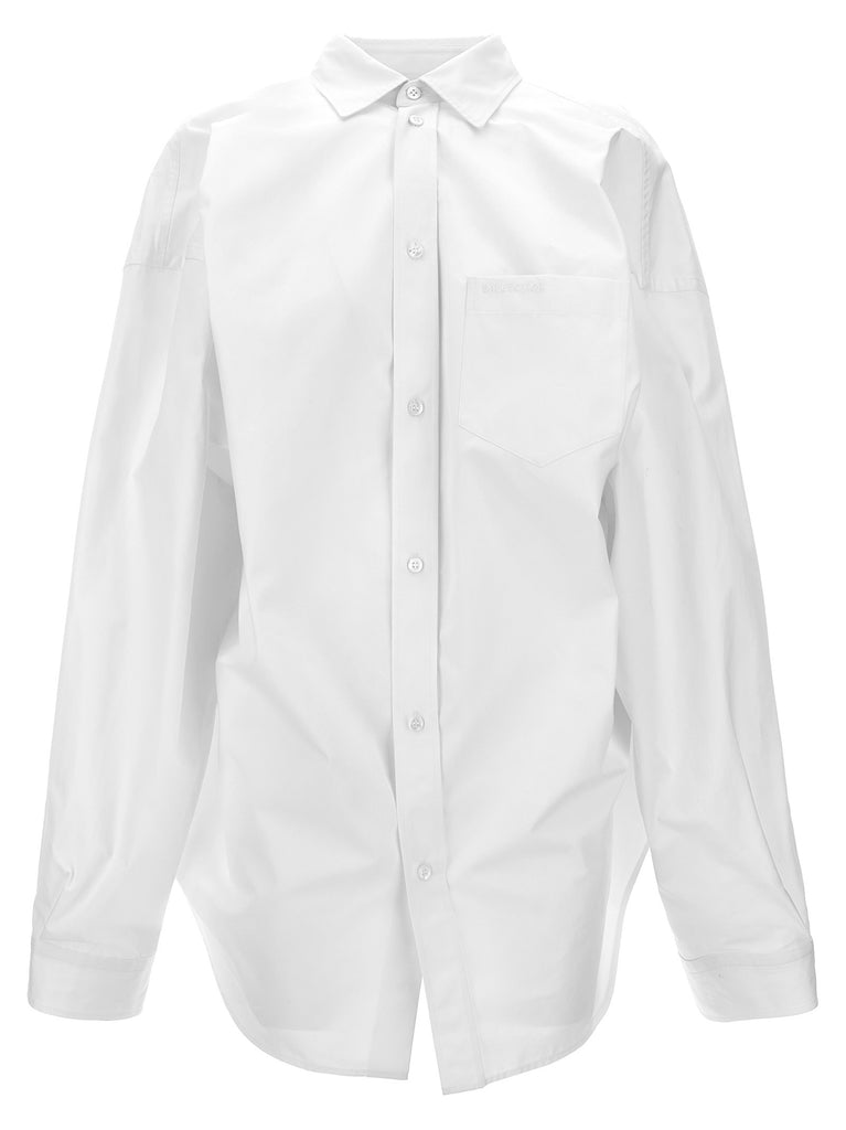 Asymmetric shirt with logo embroidery