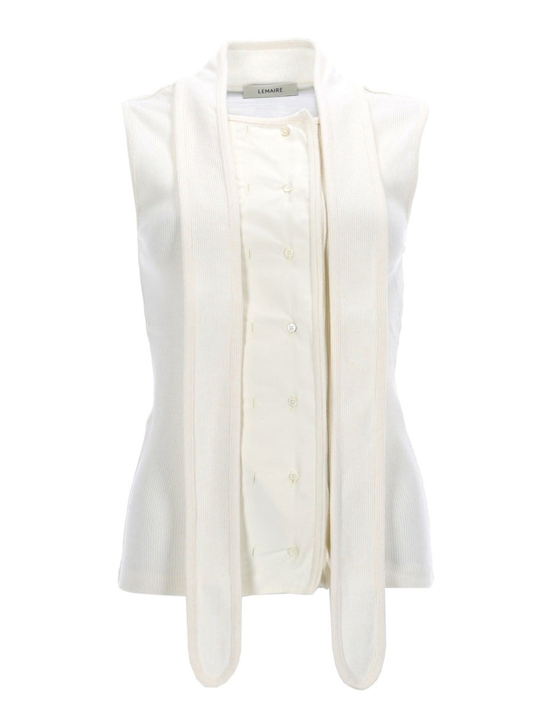 ASYMMETRICAL RIBBED TOP WITH SCARF