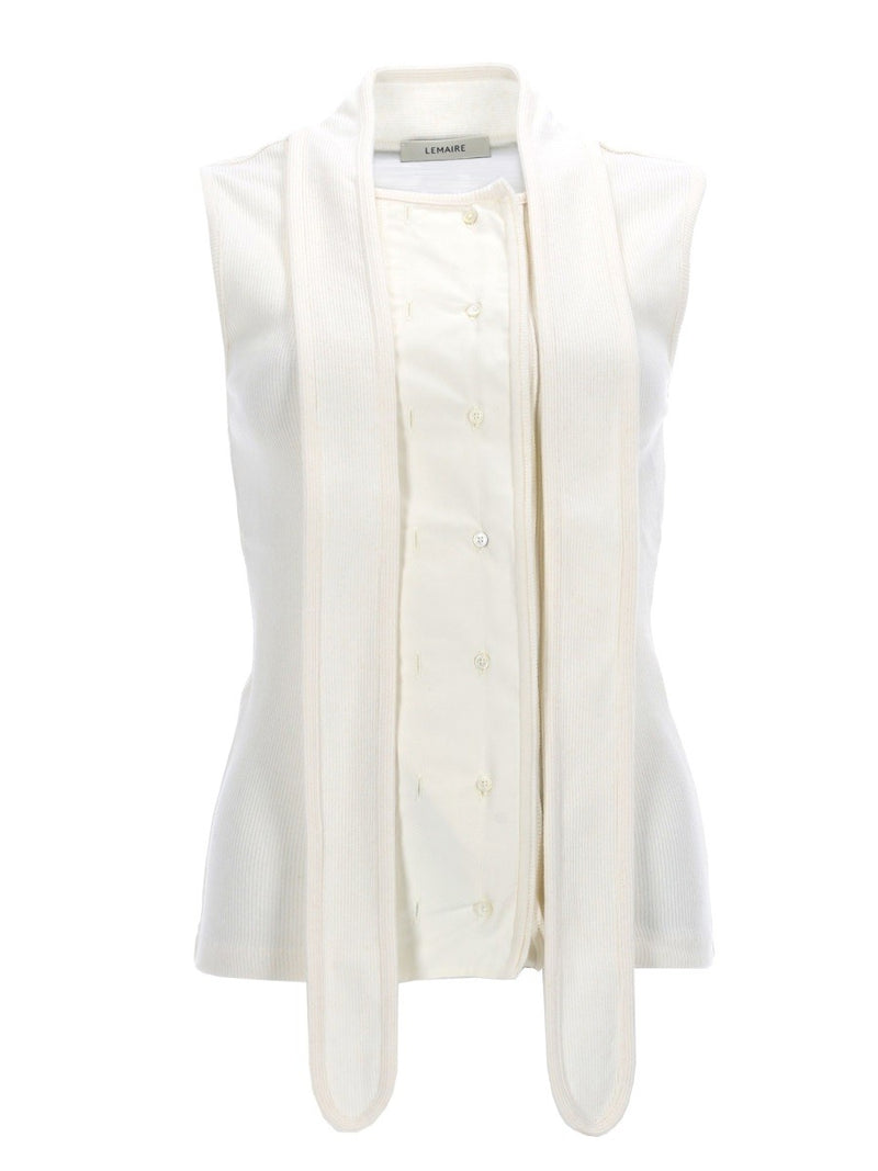 ASYMMETRICAL RIBBED TOP WITH SCARF