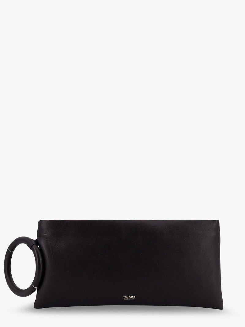 Aura leather clutch bag with lettering logo on the front