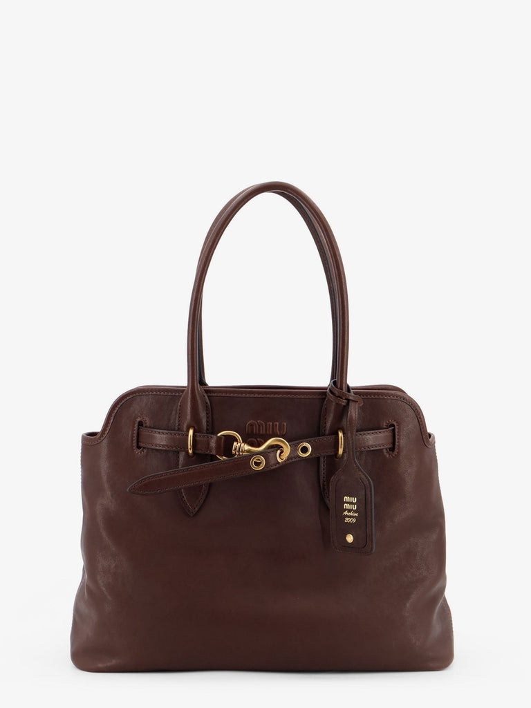 Aventure leather handbag with front lettering logo
