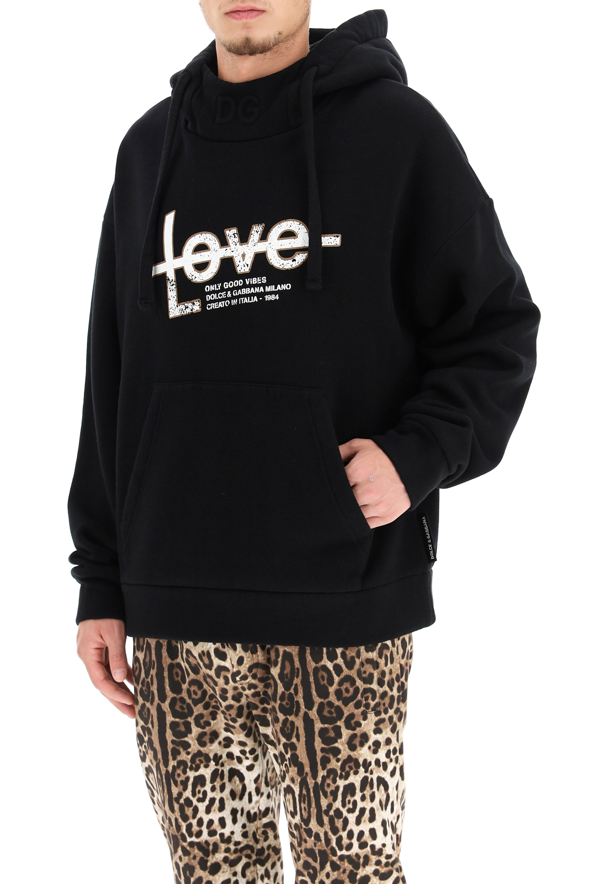 Dolce & Gabbana 'Only Good Vibes' Print Hoodie   Black