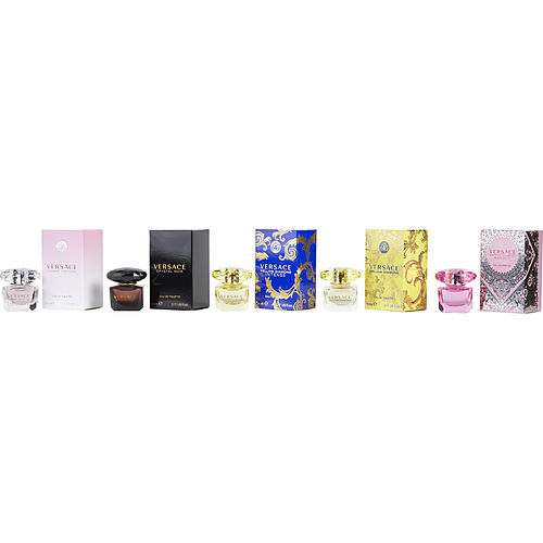 VERSACE VARIETY - 5 PIECE WOMENS MINI VARIETY WITH CRYSTAL NOIR EDT & BRIGHT CRYSTAL EDT & YELLOW DIAMOND EDT & YELLOW DIAMOND INTENSE EDP & BRIGHT CRYSTAL ABSOLU EDP AND ALL ARE 0.17 OZ MINIS