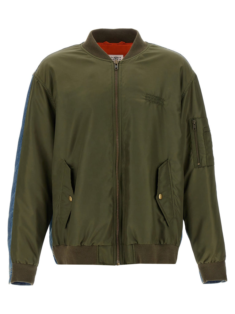Bimaterial bomber jacket