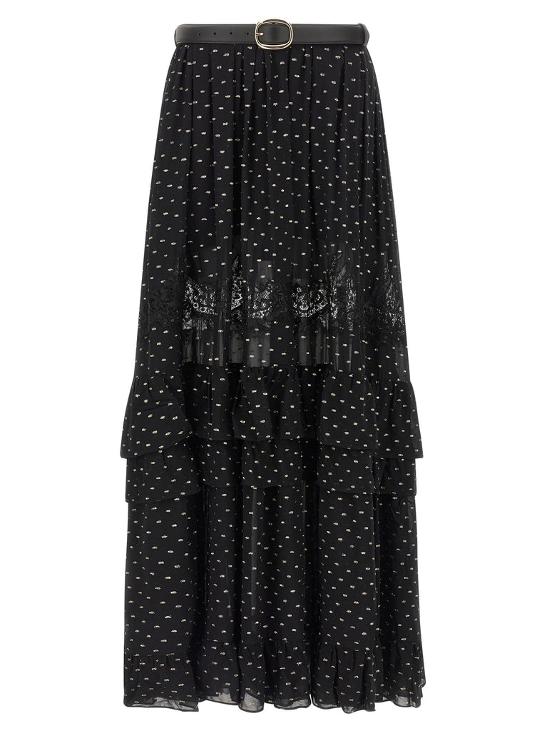 'Black And Gold Chiffon Lace Maxi' skirt