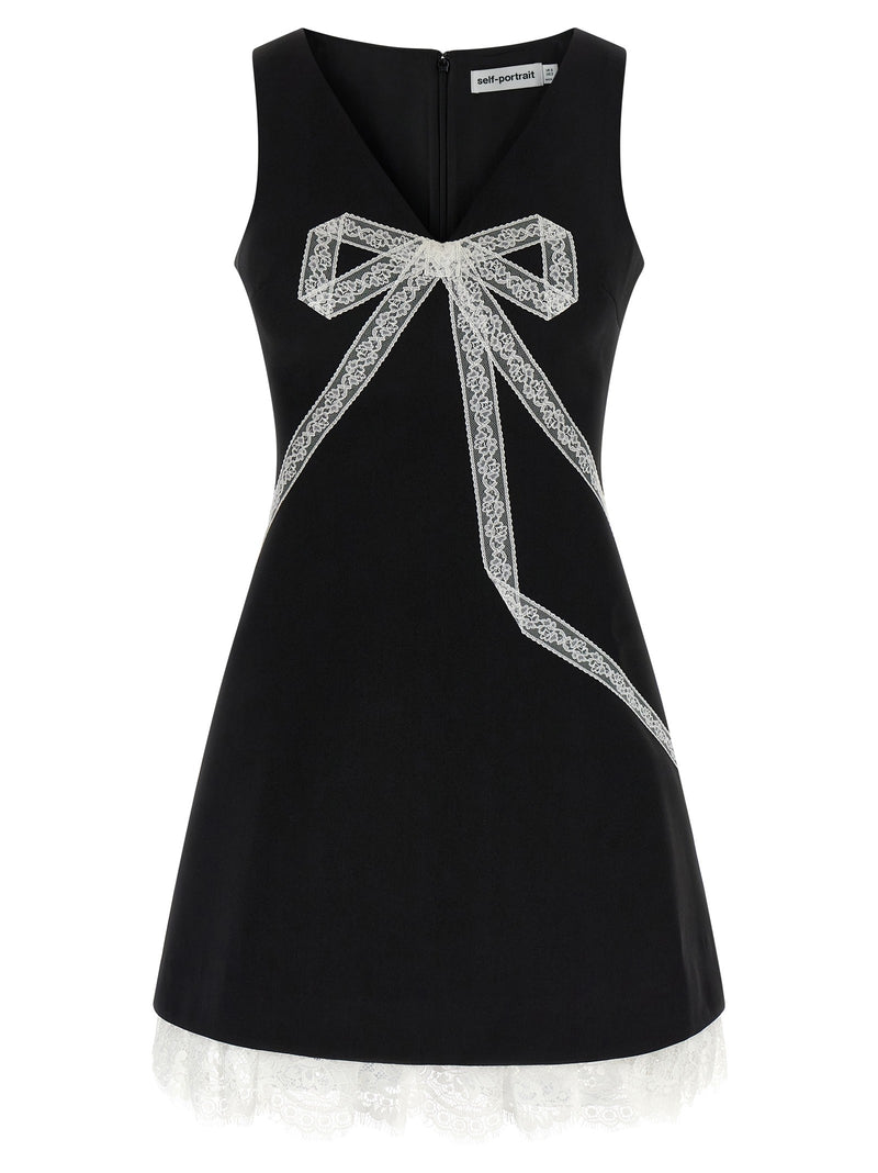 'Black Crêpe Bow Lace Mini' dress