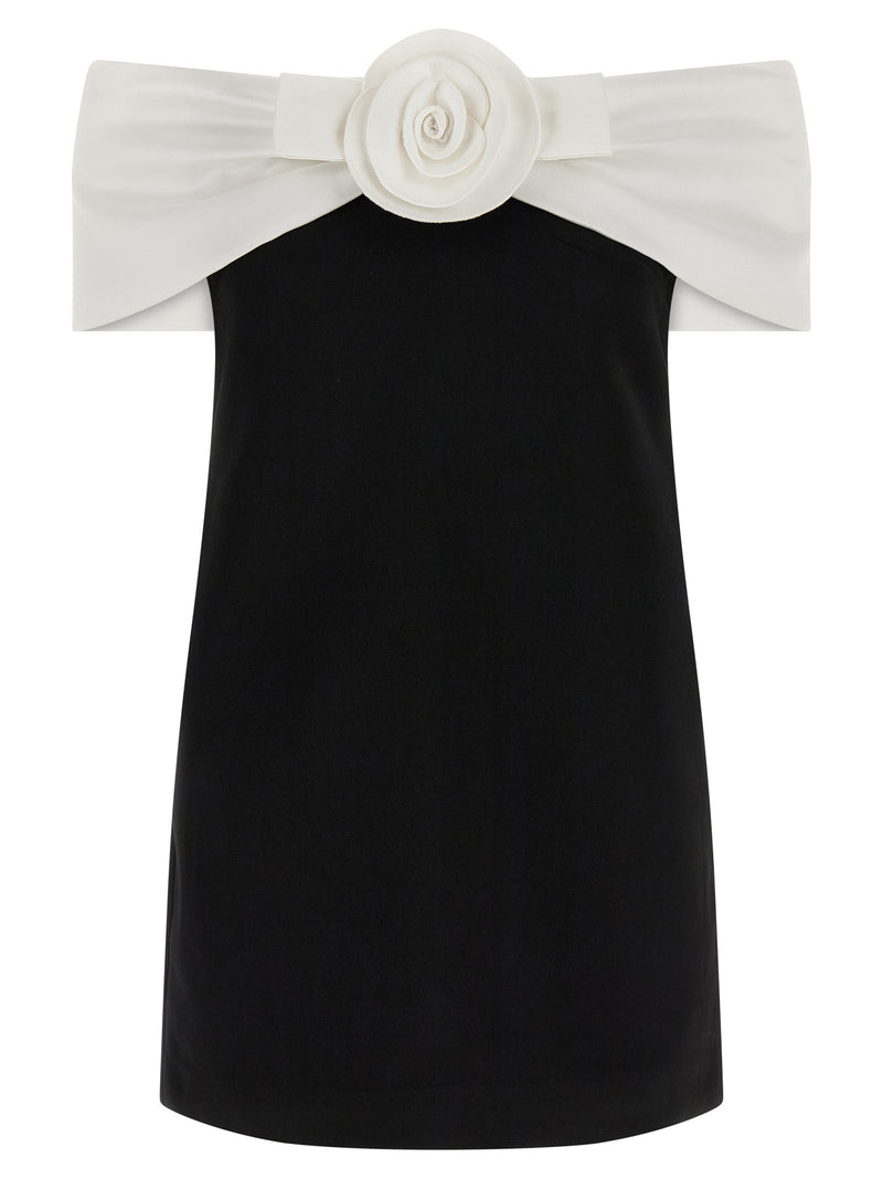 'Black Crêpe Flower Mini' dress