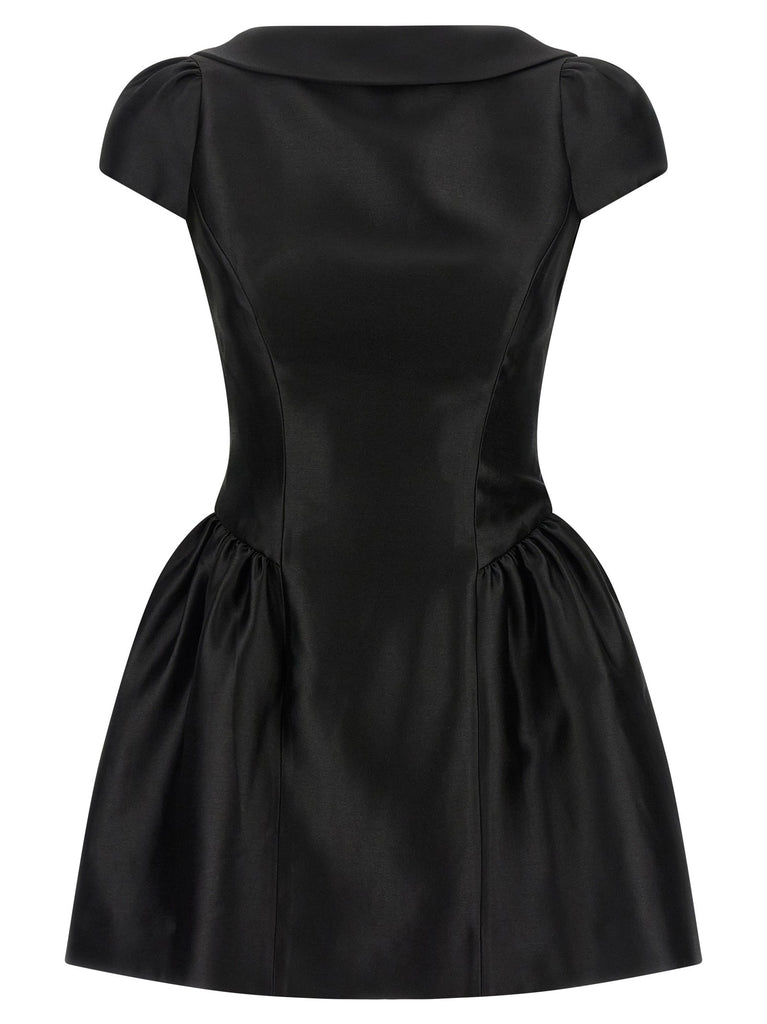 'Black Taffetà Collared Mini' dress