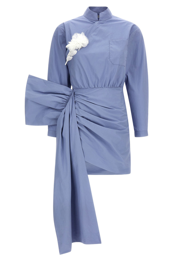 'Blue Cotton Tie Side Mini' dress