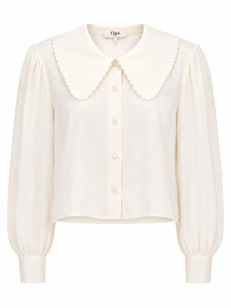BLUSA CON MANICHE A SBUFFO IN CRÊPE DE CHINE