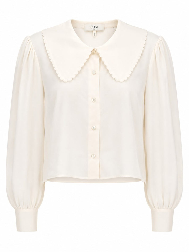 BLUSA CON MANICHE A SBUFFO IN CRÊPE DE CHINE