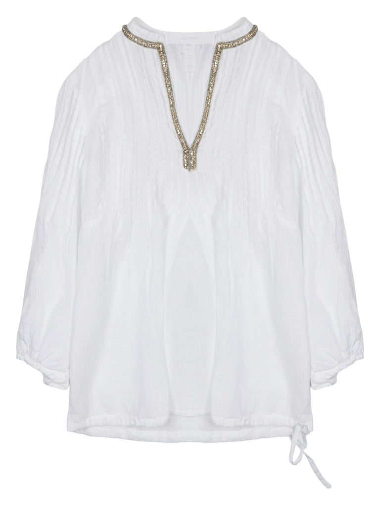 BLUSA IN LINO CON STRASS