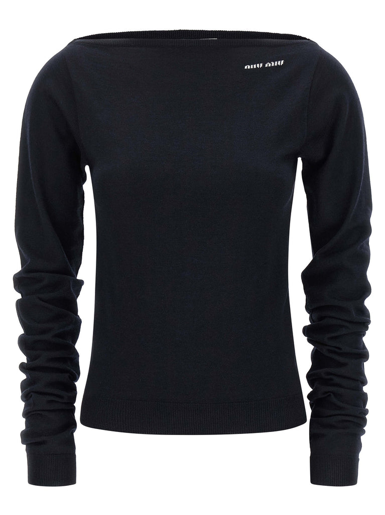 Boat neckline sweater