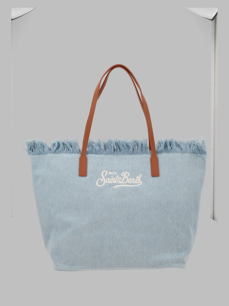 BORSA "CITY" IN DENIM CON FRANGE
