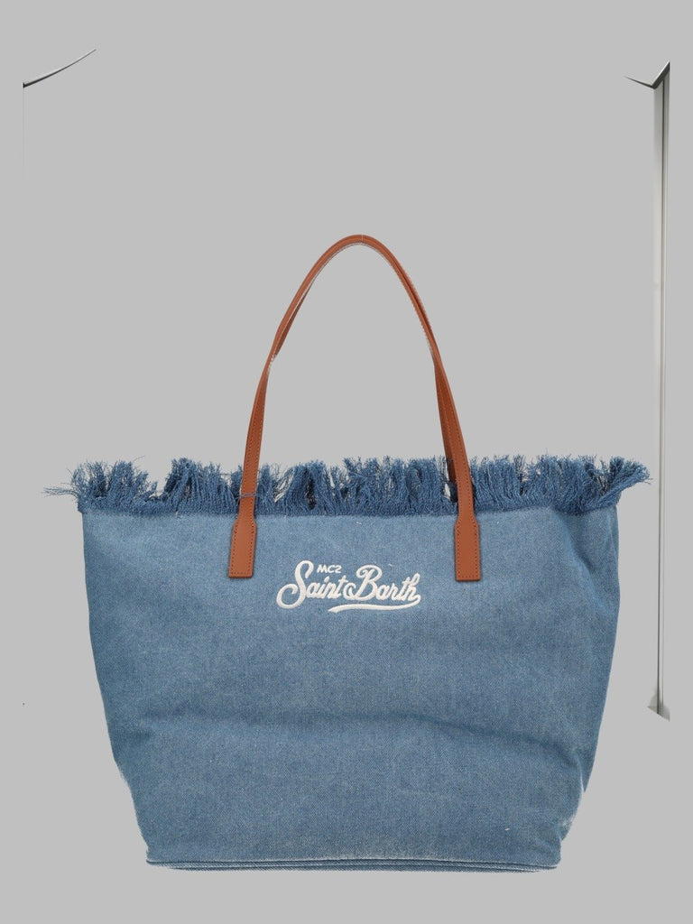 BORSA "CITY" IN DENIM CON FRANGE