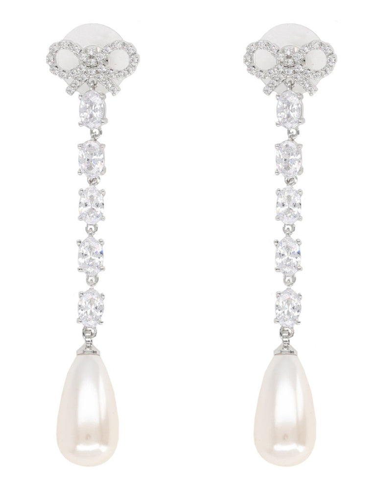 "BOW PEARL DROPLET" EARRINGS