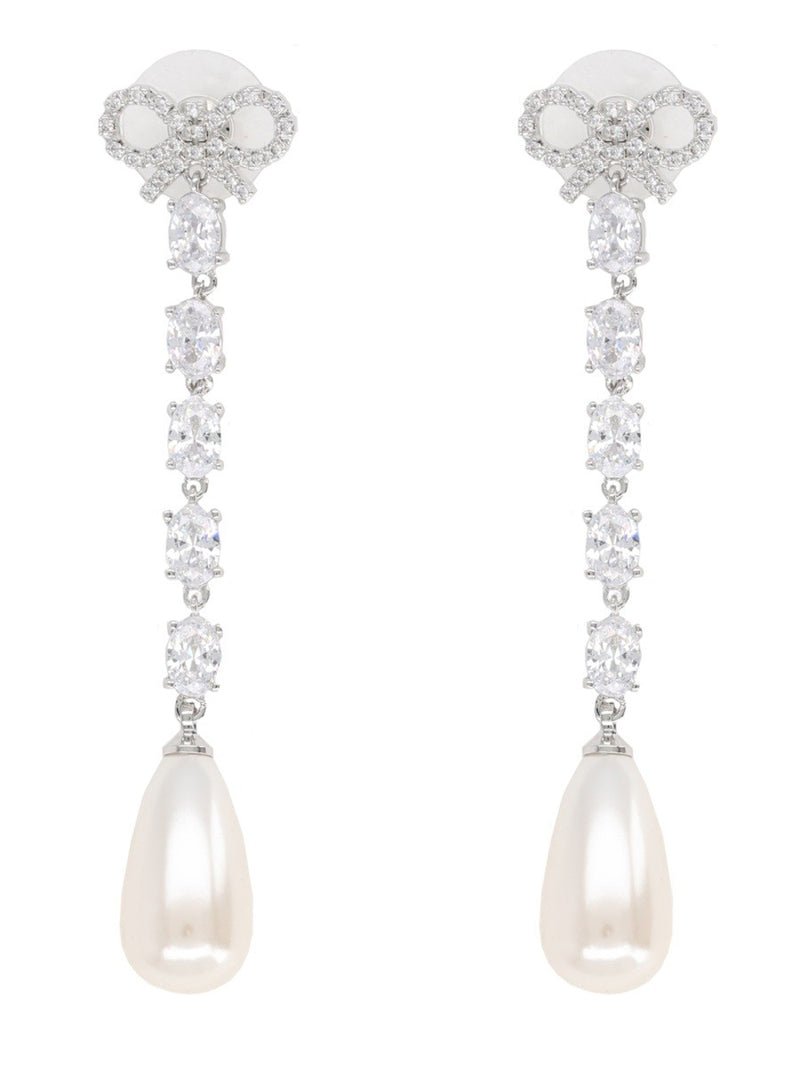 "BOW PEARL DROPLET" EARRINGS