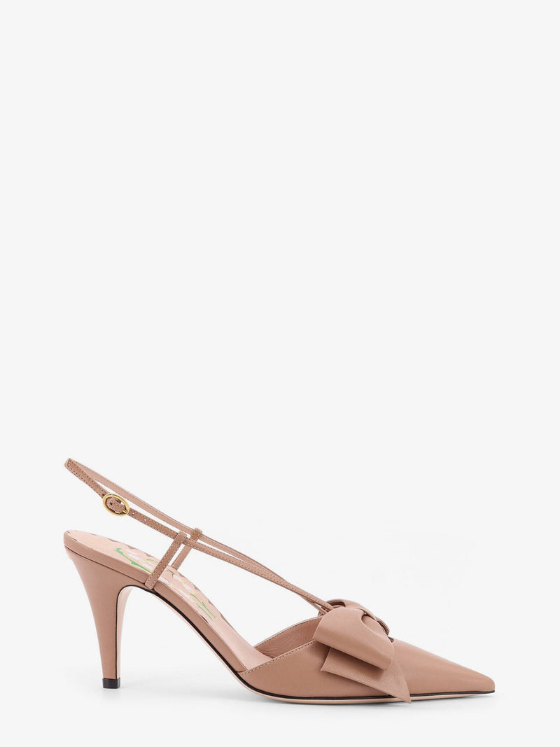 Bowow leather decolleté slingback