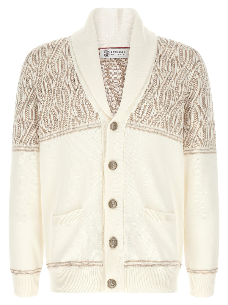 Braided jacquard shoulders cardigan