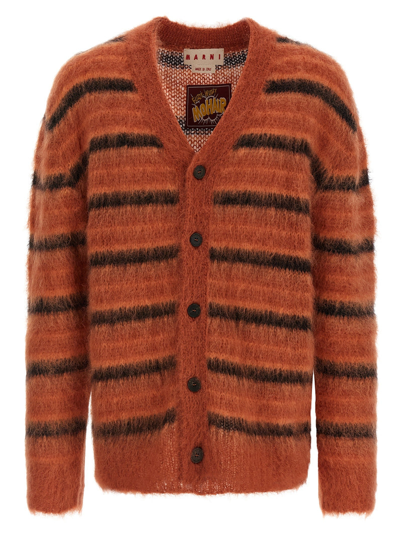 Brushed striped cardigan