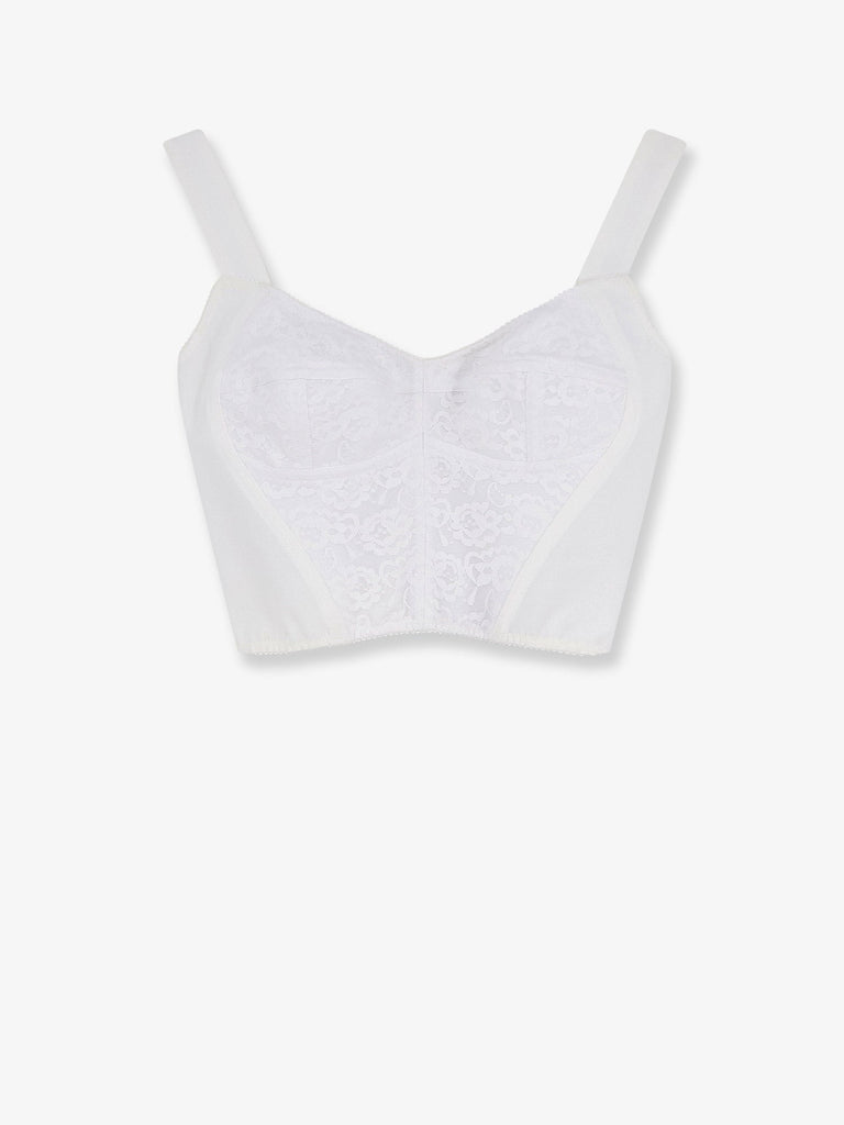 Bustier top with lace inserts