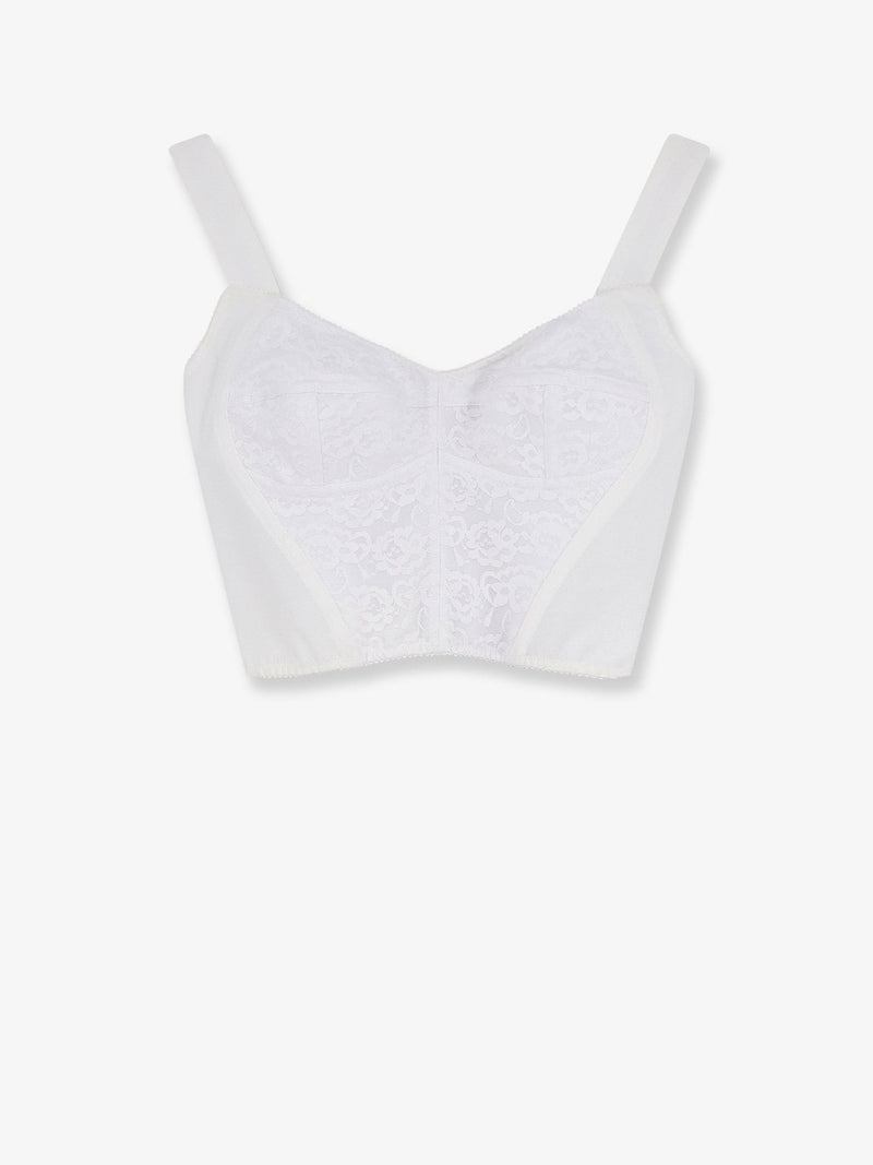 Bustier top with lace inserts