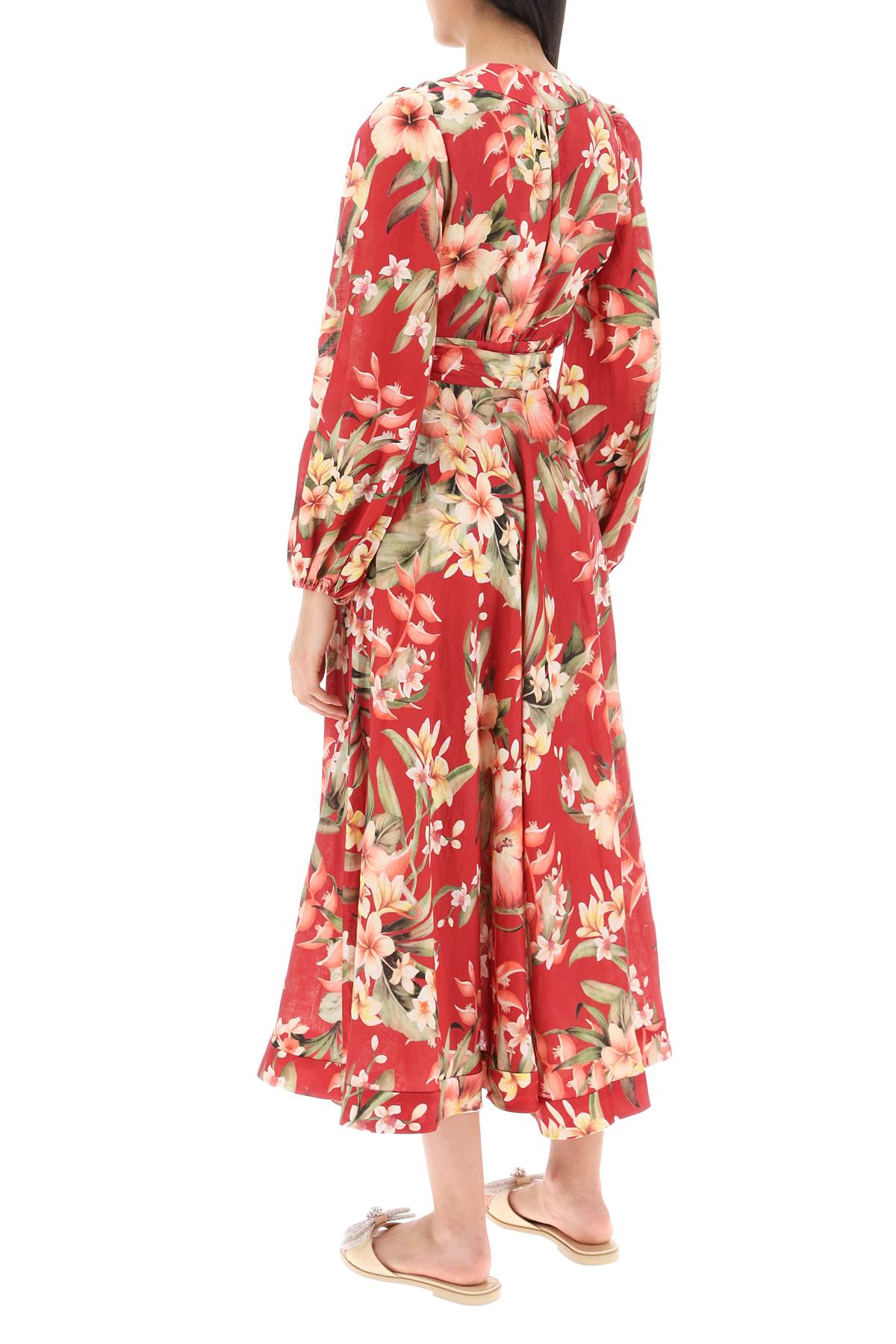 Zimmermann Lexi Wrap Dress With Floral Pattern   Red