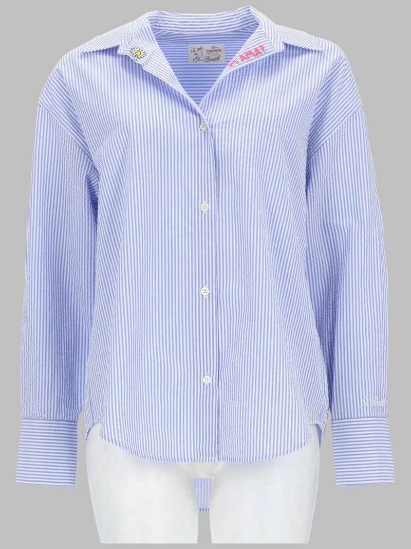 CAMICIA A RIGHE CON RICAMO