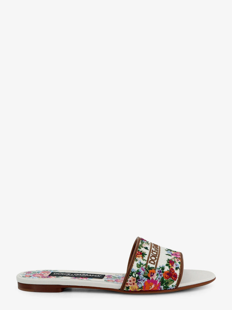 Canvas sandals with all-over embroidery